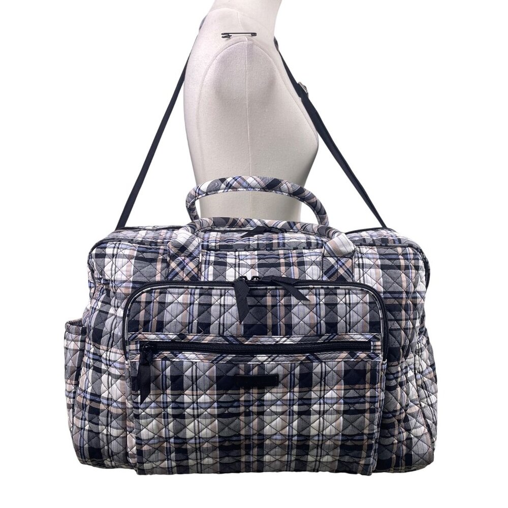 Vera Bradley Women’s Plaid Quilted With Adjustable Strap Weekender Travel Bag - Picture 8 of 12